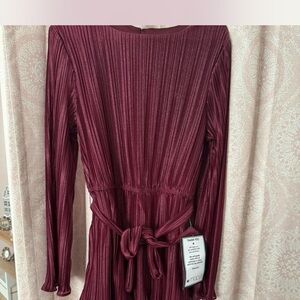 City Studio Rich Burgundy Long Sleeve Dress